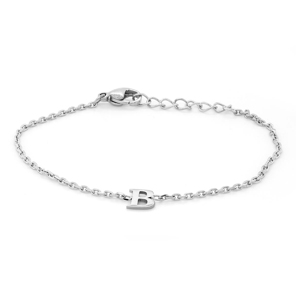 STAINLESS STEEL B INITIAL CHARM BRACELET