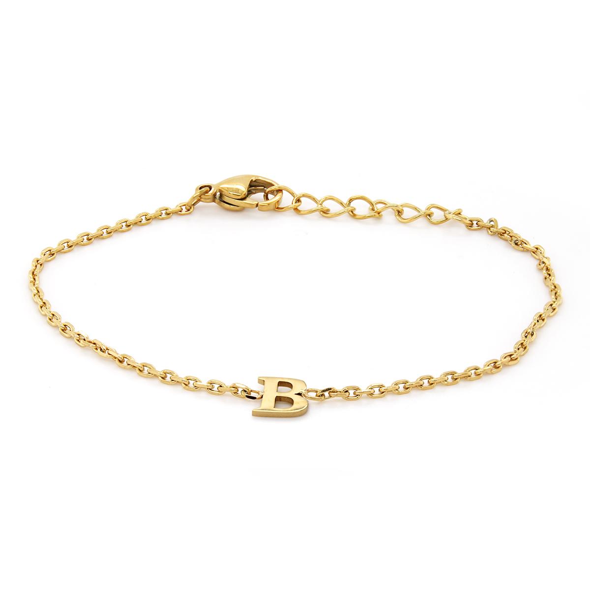 GOLD PLATED B INITIAL CHARM BRACELET