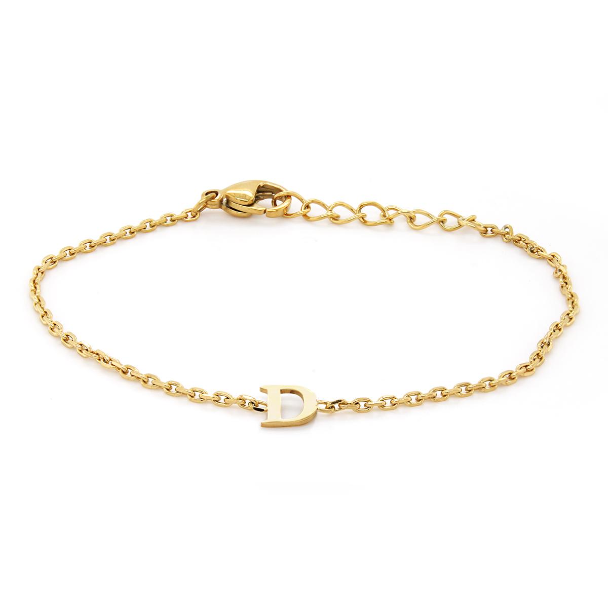 GOLD PLATED D INITIAL CHARM BRACELET