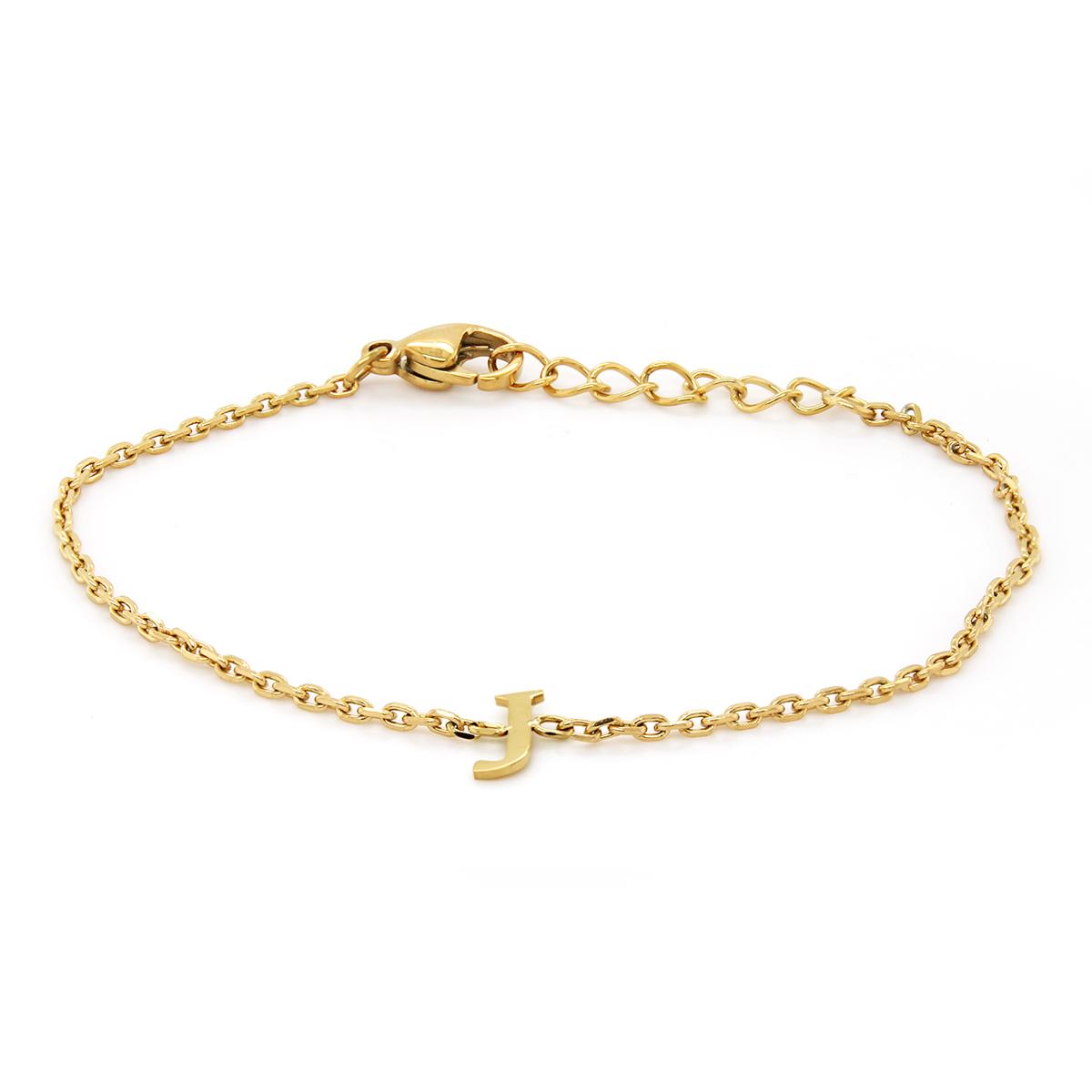 GOLD PLATED J INITIAL CHARM BRACELET