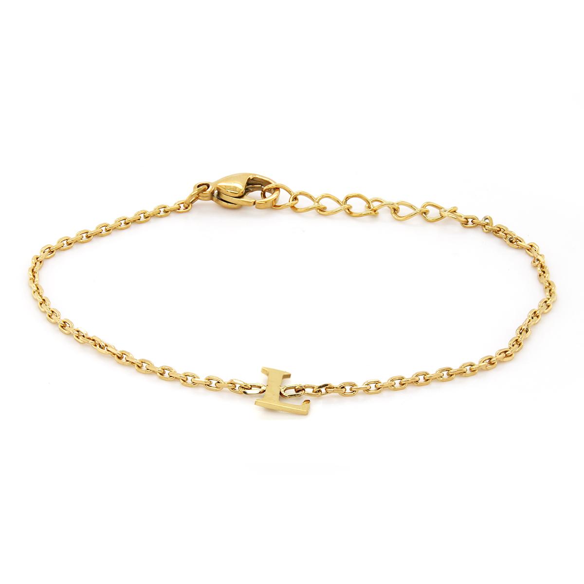 GOLD PLATED L INITIAL CHARM BRACELET