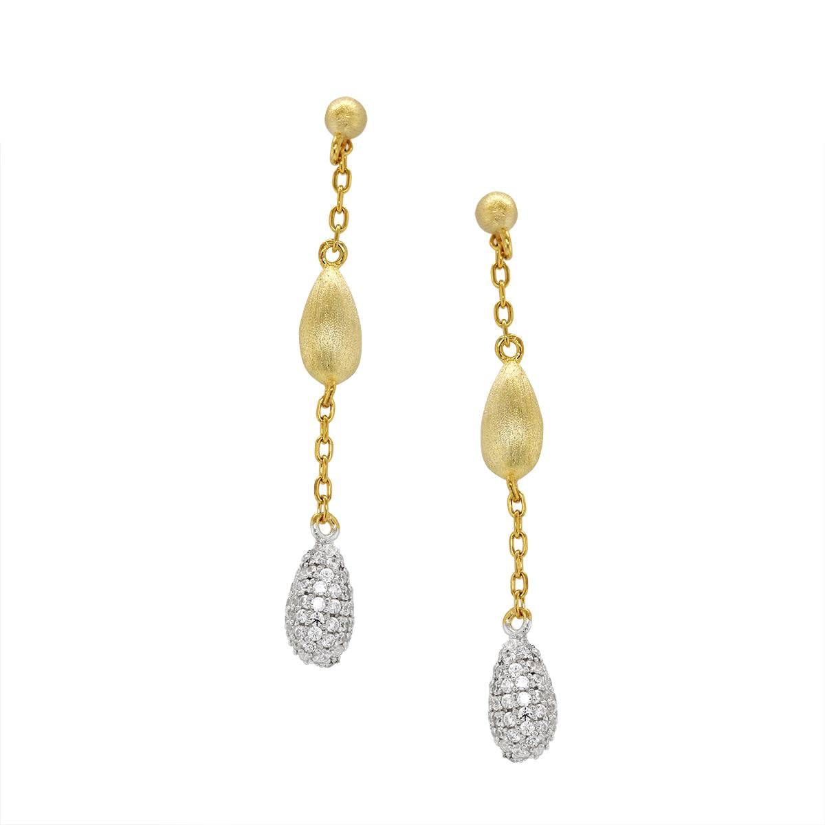 VERMEIL DANGLE DROP EARRINGS WITH CUBIC ZIRCONIA PAVE
