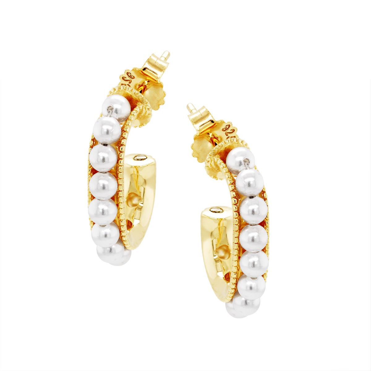 VERMEIL PEARL HOOP EARRINGS