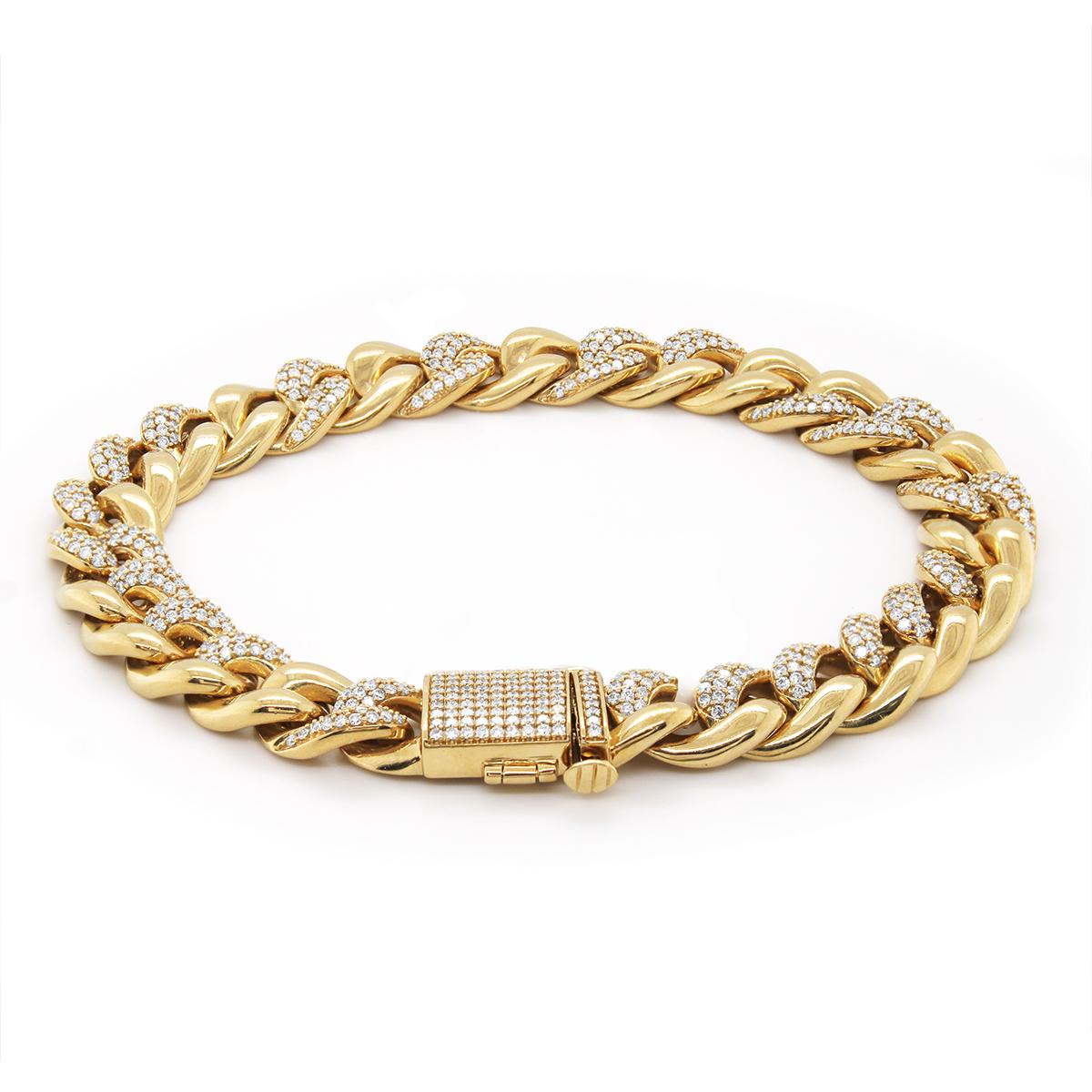 MEN'S VERMEIL CUBAN CHAIN WITH LAB GROWN DIAMONDS, 3 1/2 CT TW