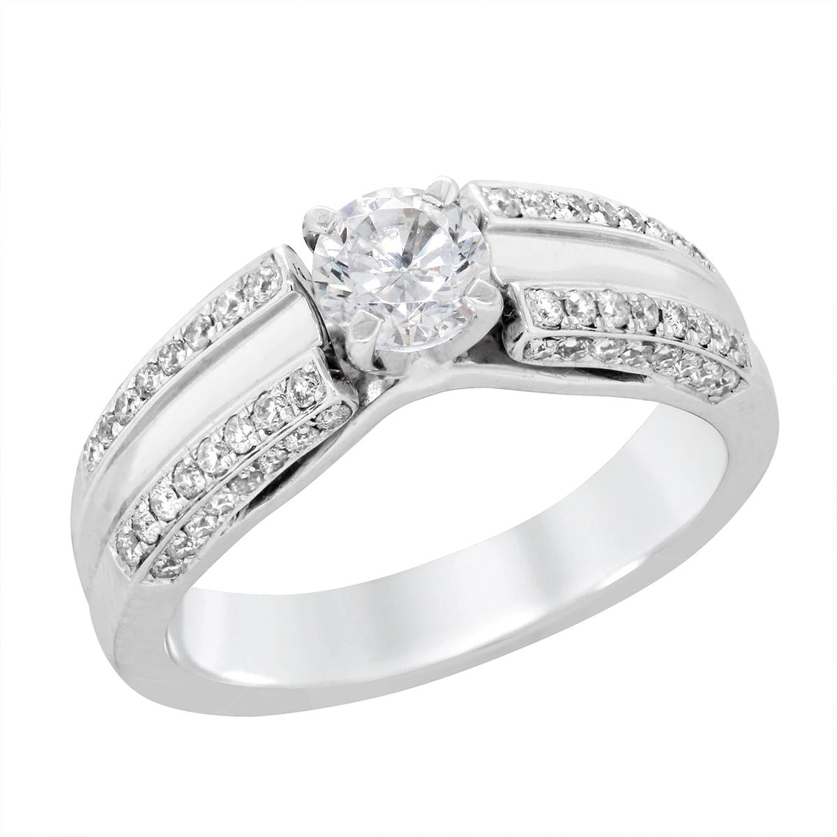WHITE GOLD DIAMOND ENGAGEMENT RING SETTING, .39 CT TW