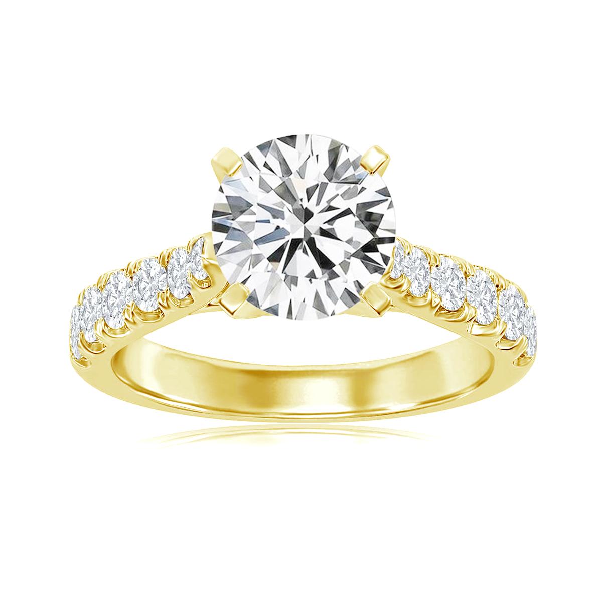 YELLOW GOLD ENGAGEMENT RING SETTING WITH 12 SIDE DIAMONDS, .65 CT TW