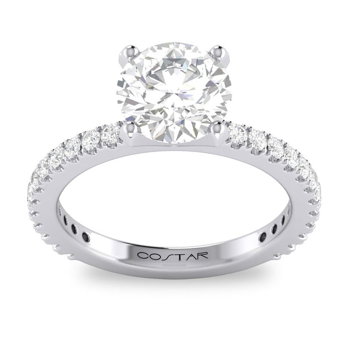 CLASSIC WHITE GOLD ENGAGEMENT RING SETTING WITH 26 DIAMONDS, .30 CT TW