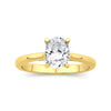 YELLOW GOLD ENGAGEMENT RING SETTING OVAL CENTER AND DIAMONDS UNDER HEAD, .10 CT TW