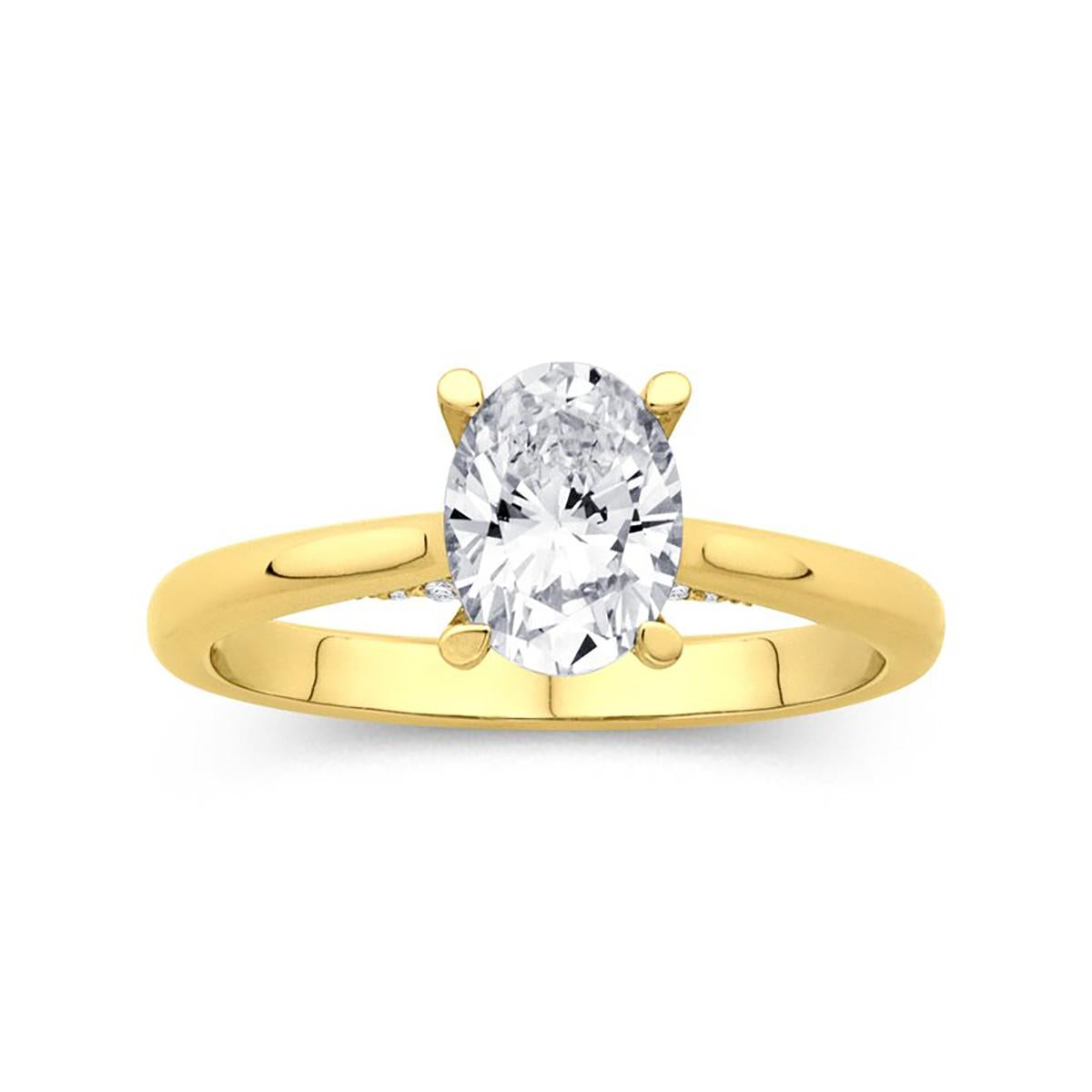 Hea Ring Gold Ringing YELLOW GOLD ENGAGEMENT RING SETTING OVAL CENTER AND DIAMONDS UNDER HEA ...