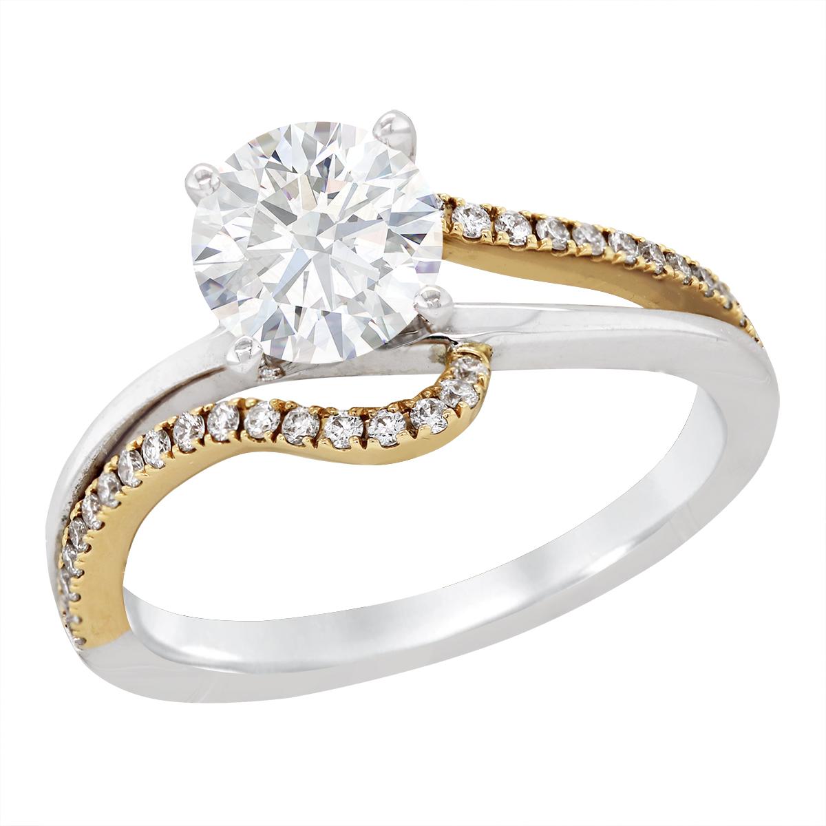 TWO-TONE GOLD DIAMOND ENGAGEMENT RING SETTING, .18 CT TW