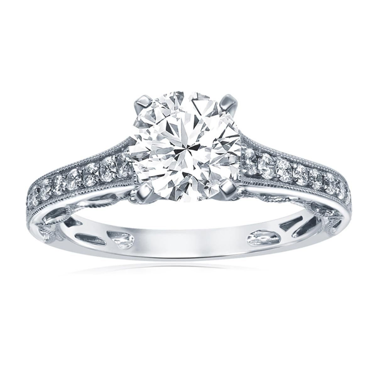 WHITE GOLD DIAMOND ENGAGEMENT RING SETTING, .23 CT TW