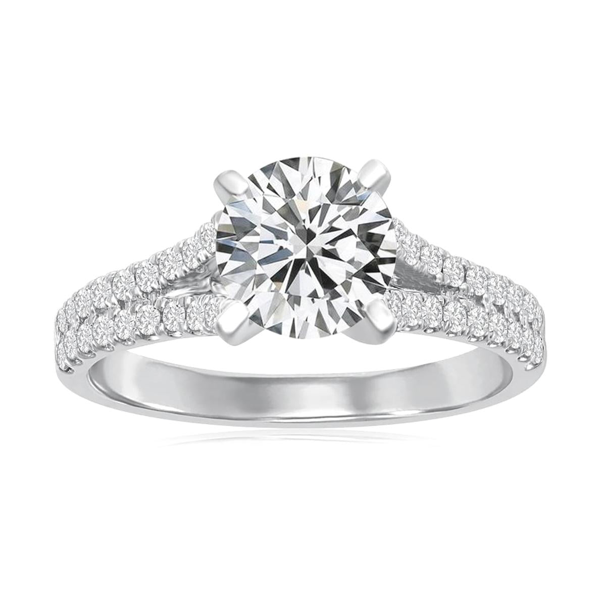 WHITE GOLD SPLIT SHANK ENGAGEMENT RING SETTING, .30 CT TW