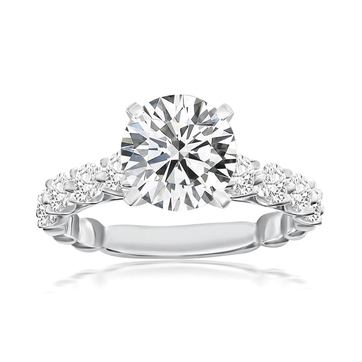 MODERN WHITE GOLD ENGAGEMENT RING SETTING, .75 CT TW