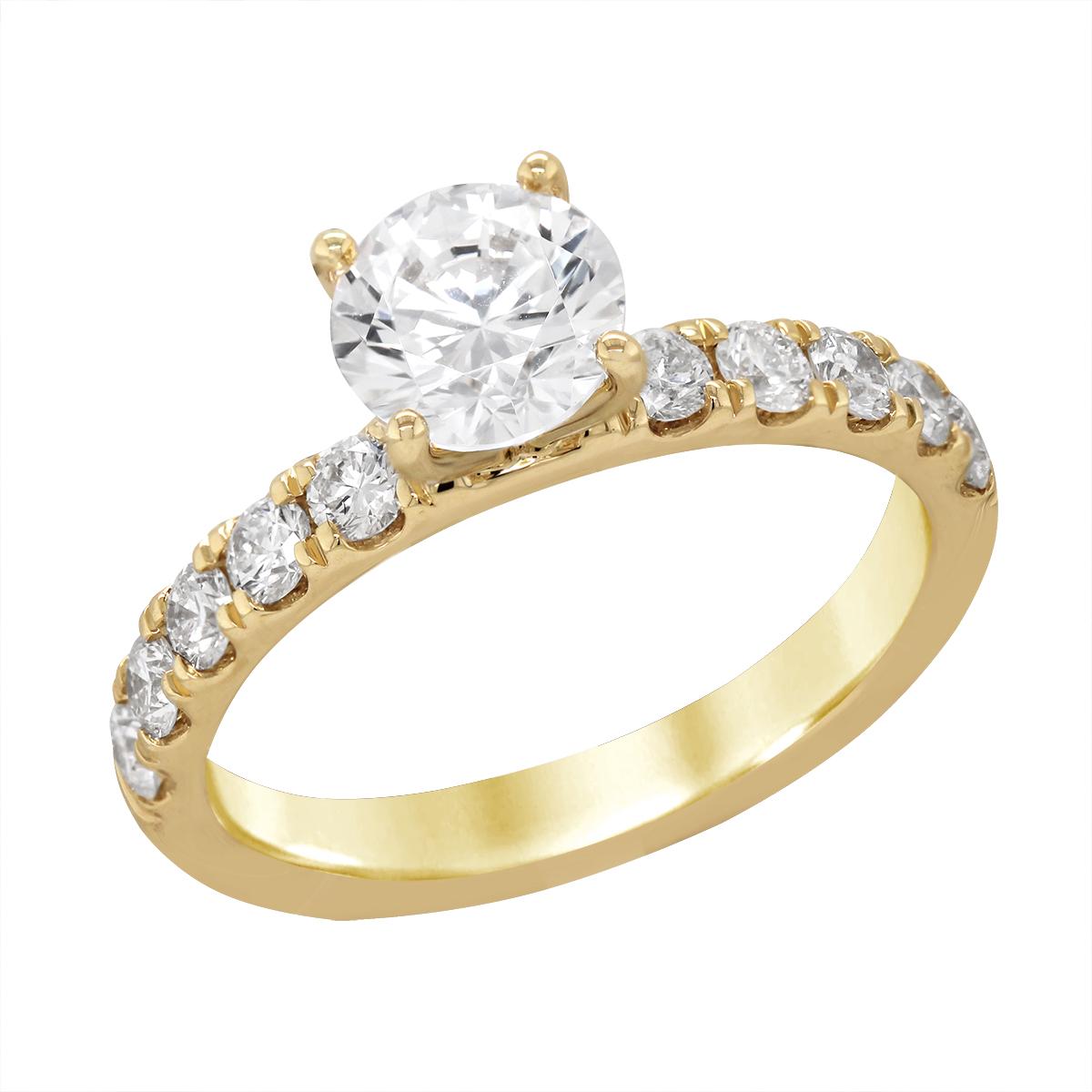 CLASSIC YELLOW GOLD ENGAGEMENT RING SETTING, .59 CT TW