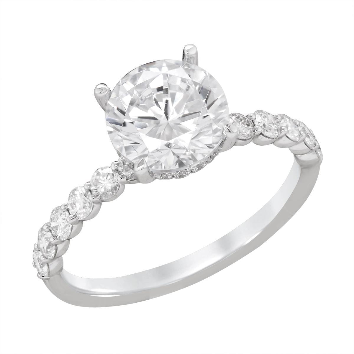 WHITE GOLD ENGAGEMENT RING SETTING, .56 CT TW