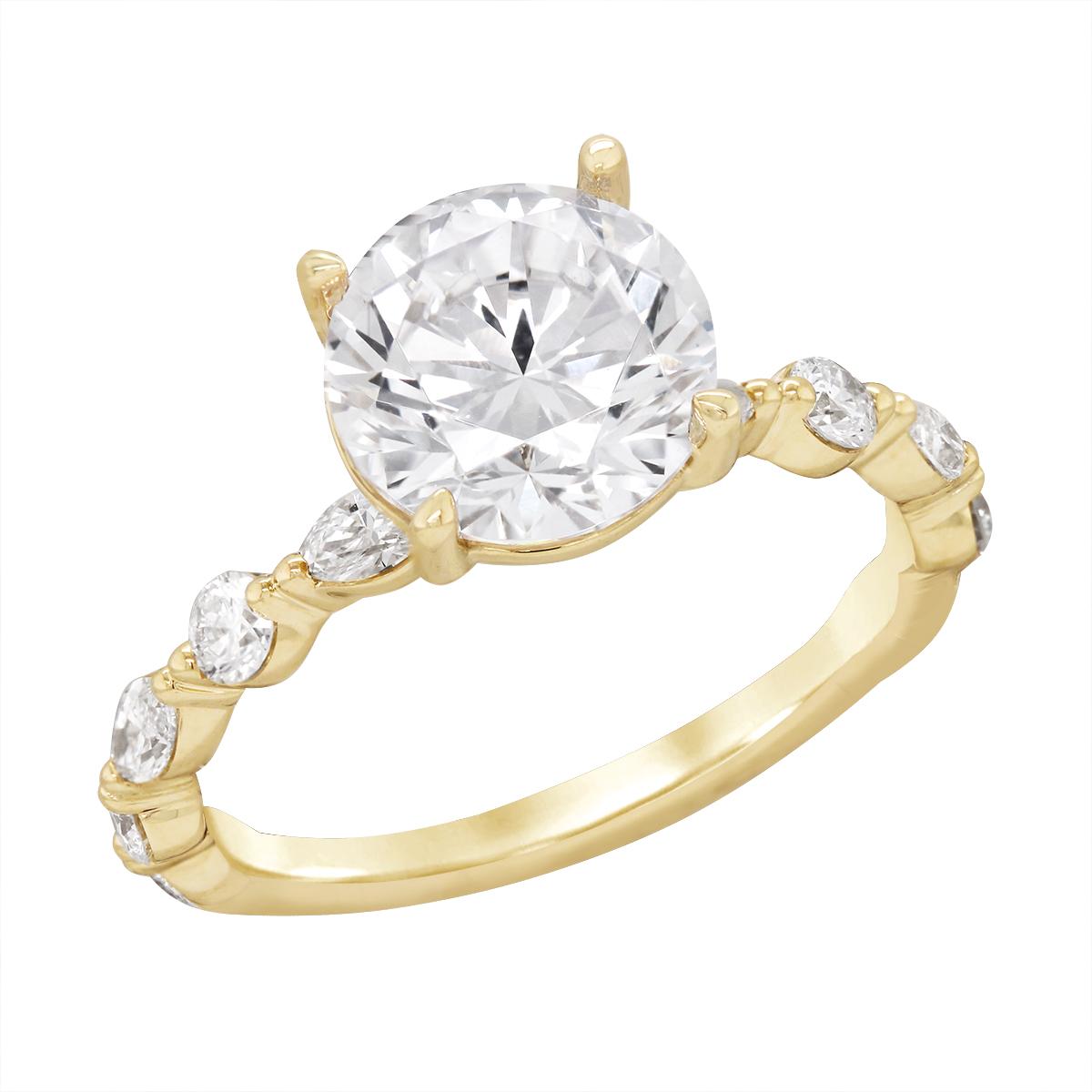 GOLD ENGAGEMENT RING SETTING WITH SCALLOPED SHANK, .62 CT TW