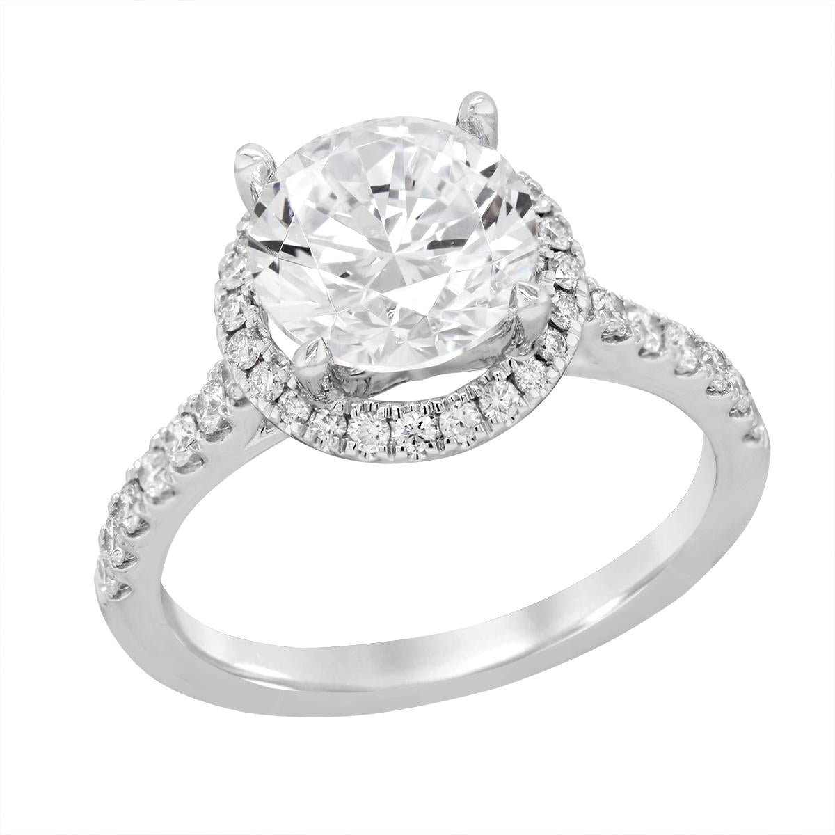 WHITE GOLD DIAMOND HALO ENGAGEMENT RING SETTING, .42 CT TW