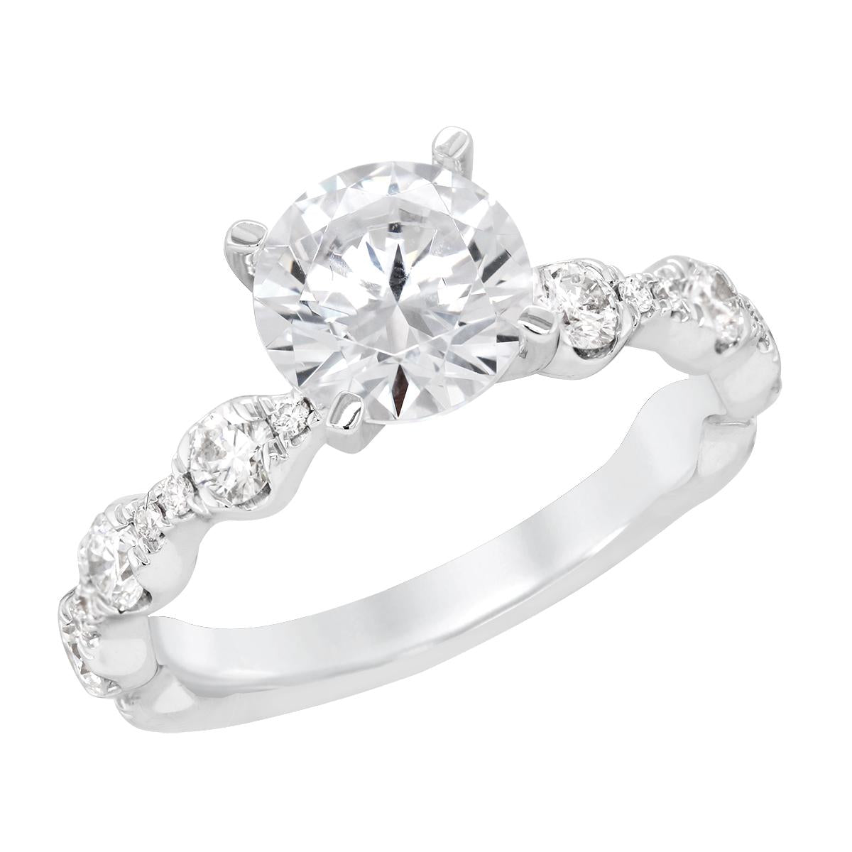 WHITE GOLD DIAMOND ENGAGEMENT RING SETTING, .70 CT TW