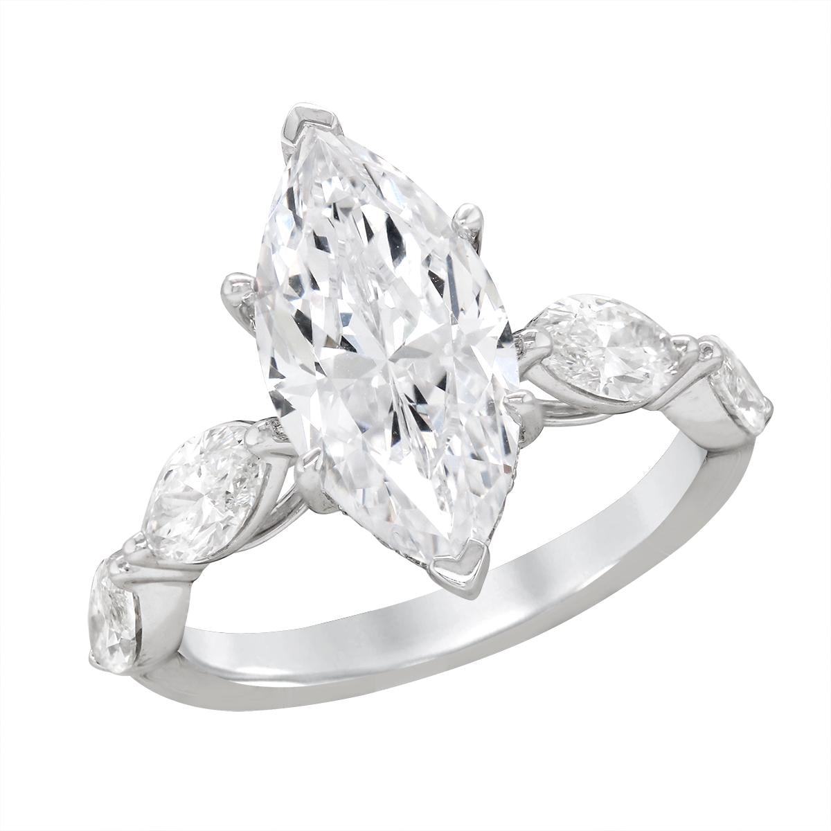 WHITE GOLD MARQUISE ENGAGEMENT RING SETTING, 1.26 CT TW