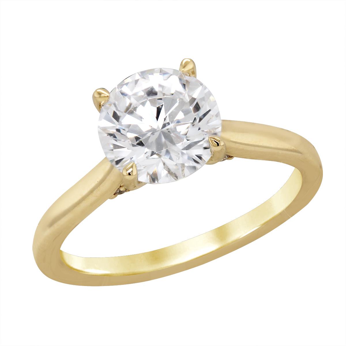 CLASSIC GOLD DIAMOND ENGAGEMENT RING SETTING, .08 CT TW