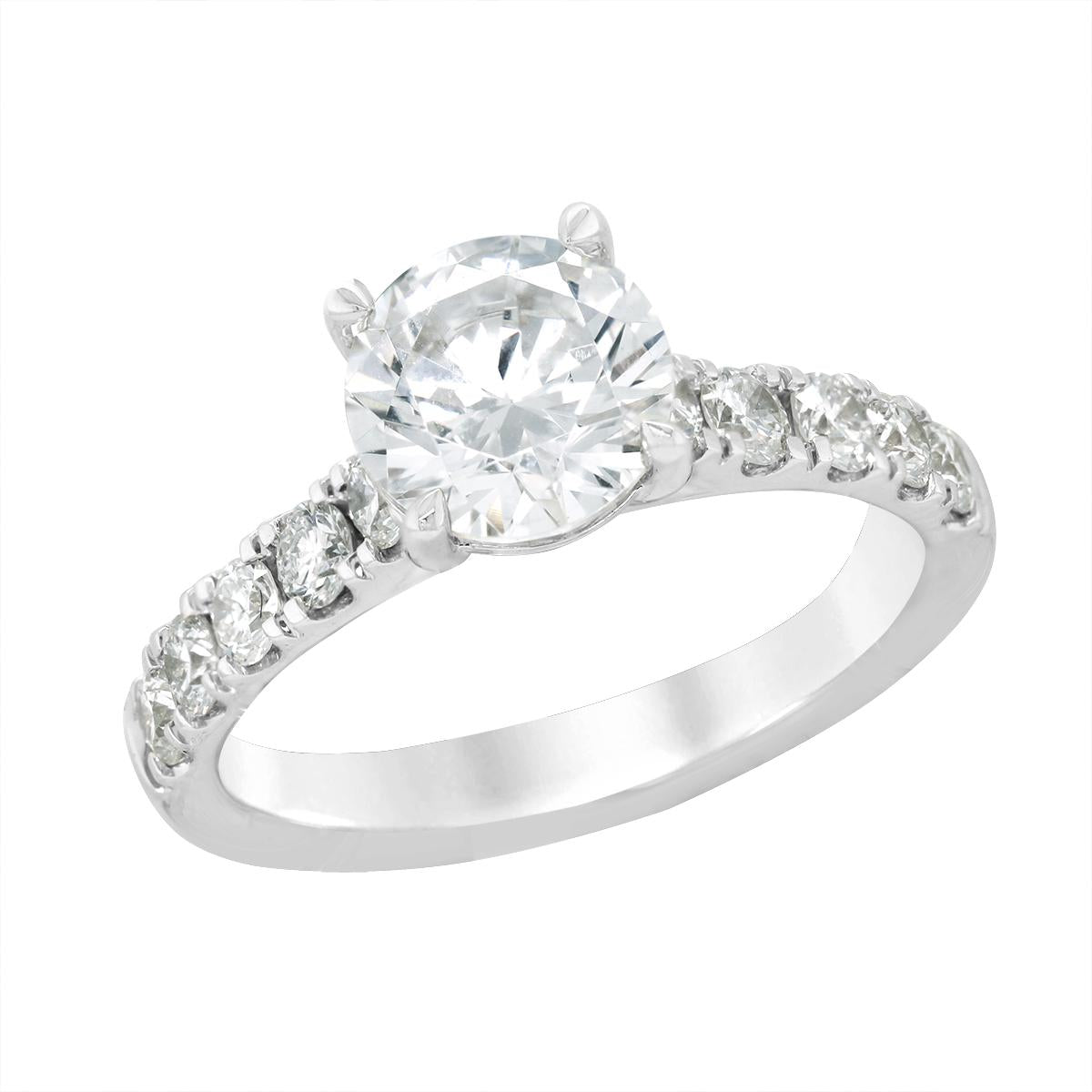 CLASSIC PLATINUM DIAMOND ENGAGEMENT RING SETTING, .62 CT TW