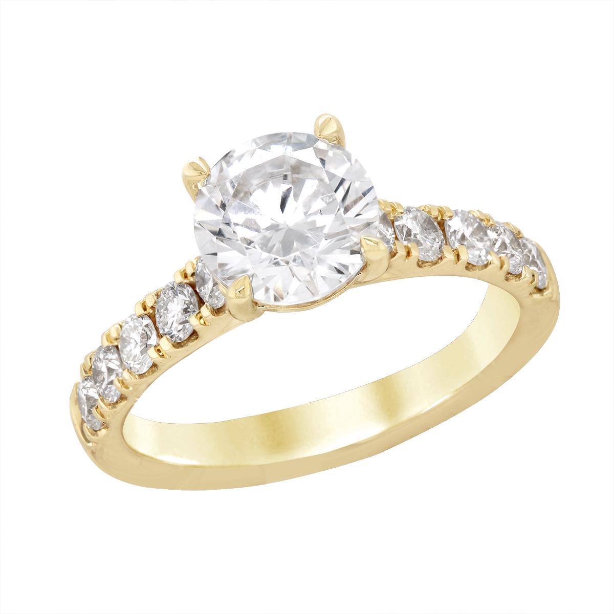 CLASSIC GOLD DIAMOND ENGAGEMENT RING SETTING, .62 CT TW