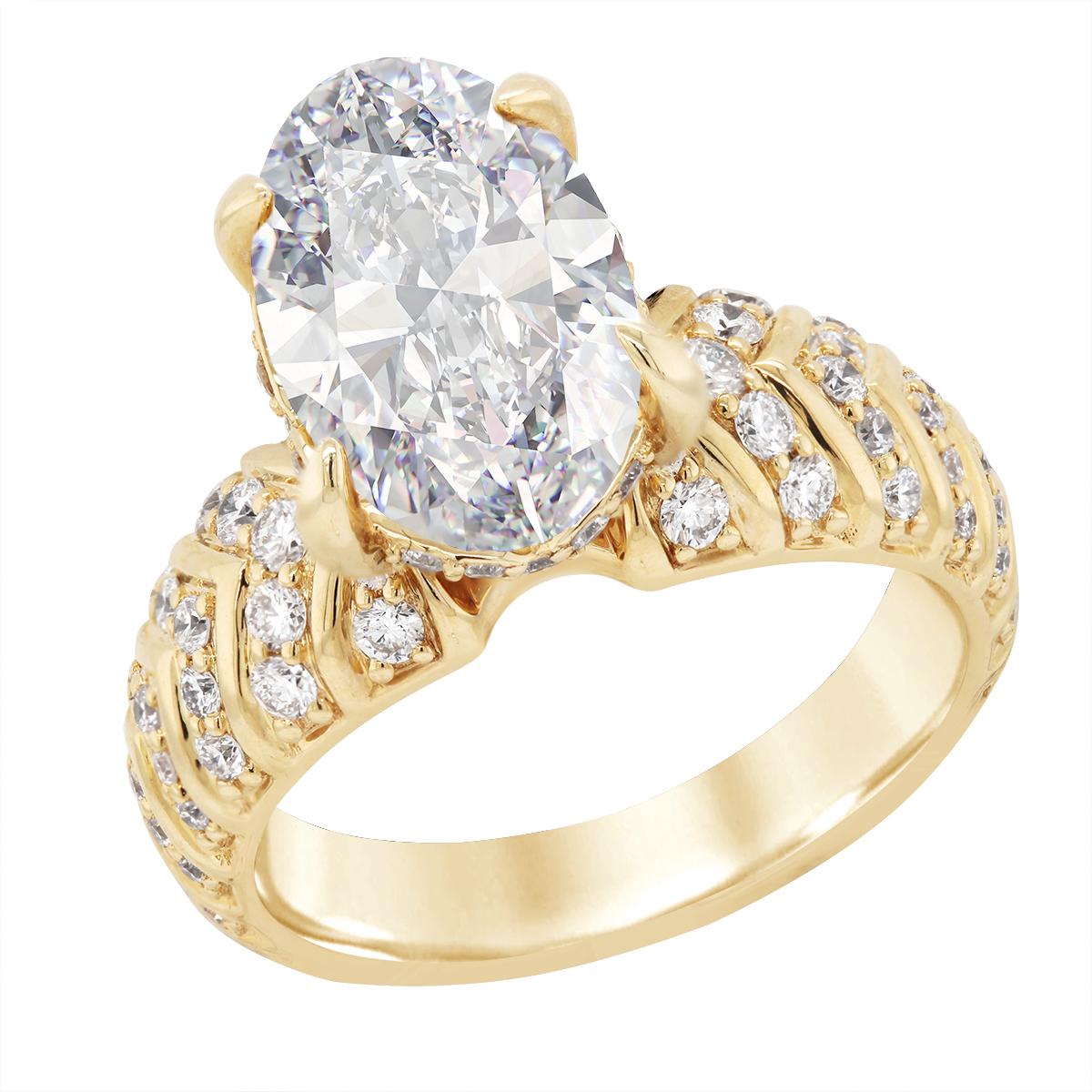GOLD WIDE BAND LAB DIAMOND ENGAGEMENT RING SETTING, 5/8 CT TW