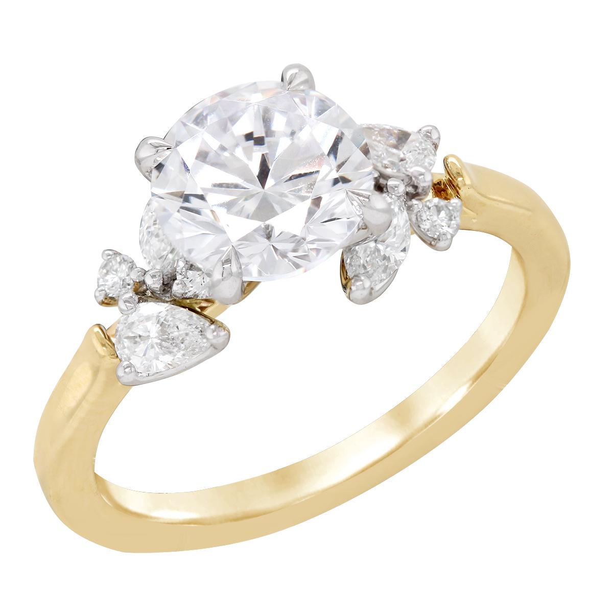 MODERN YELLOW GOLD ENGAGEMENT RING SETTING, .48 CT TW