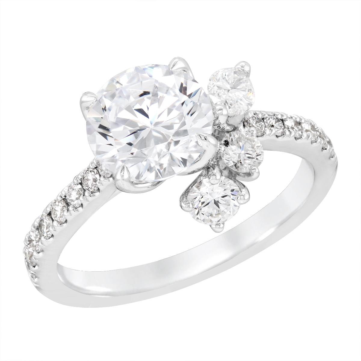 MODERN WHITE GOLD ENGAGEMENT RING SETTING, 3/4 CT TW