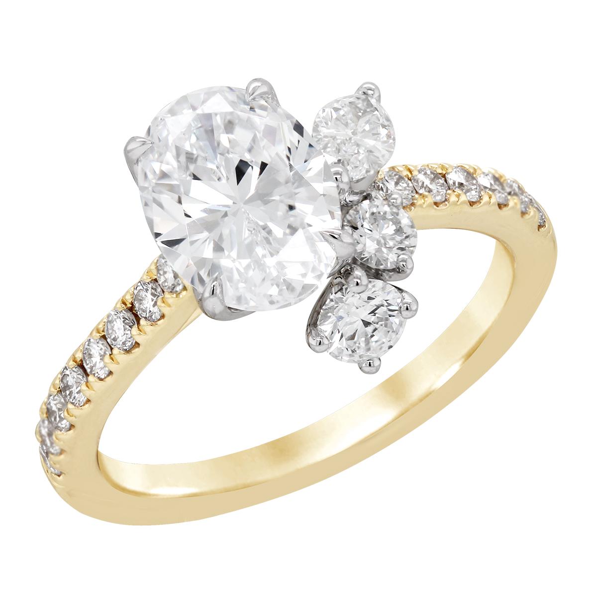 YELLOW GOLD OVAL DIAMOND ENGAGEMENT RING SETTING, 3/4 CT TW