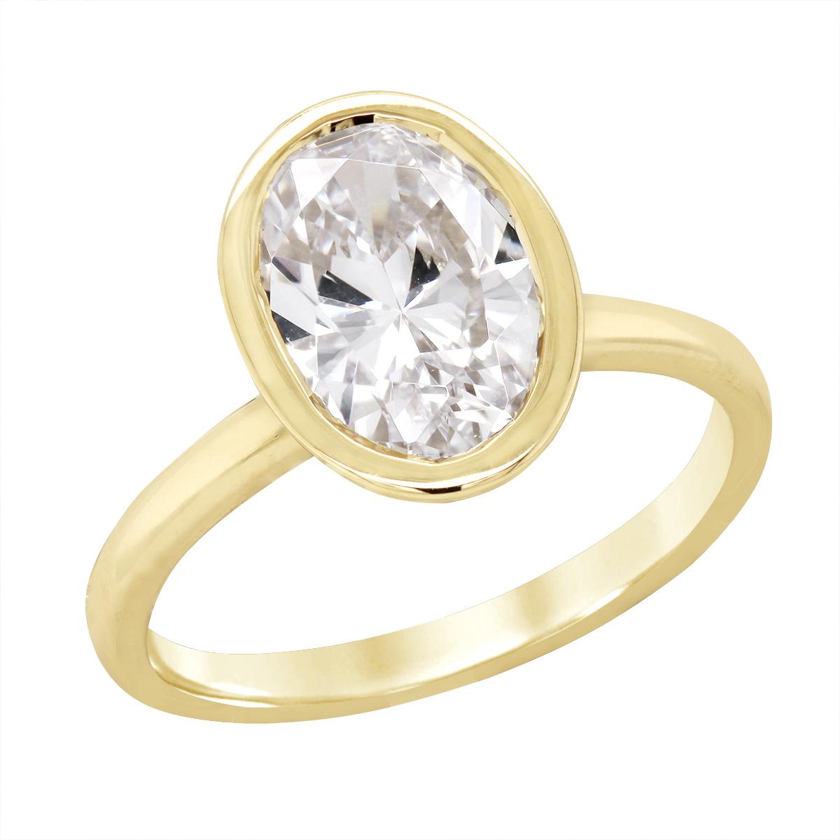 YELLOW GOLD OVAL BEZEL SOLITAIRE ENGAGEMENT RING SETTING