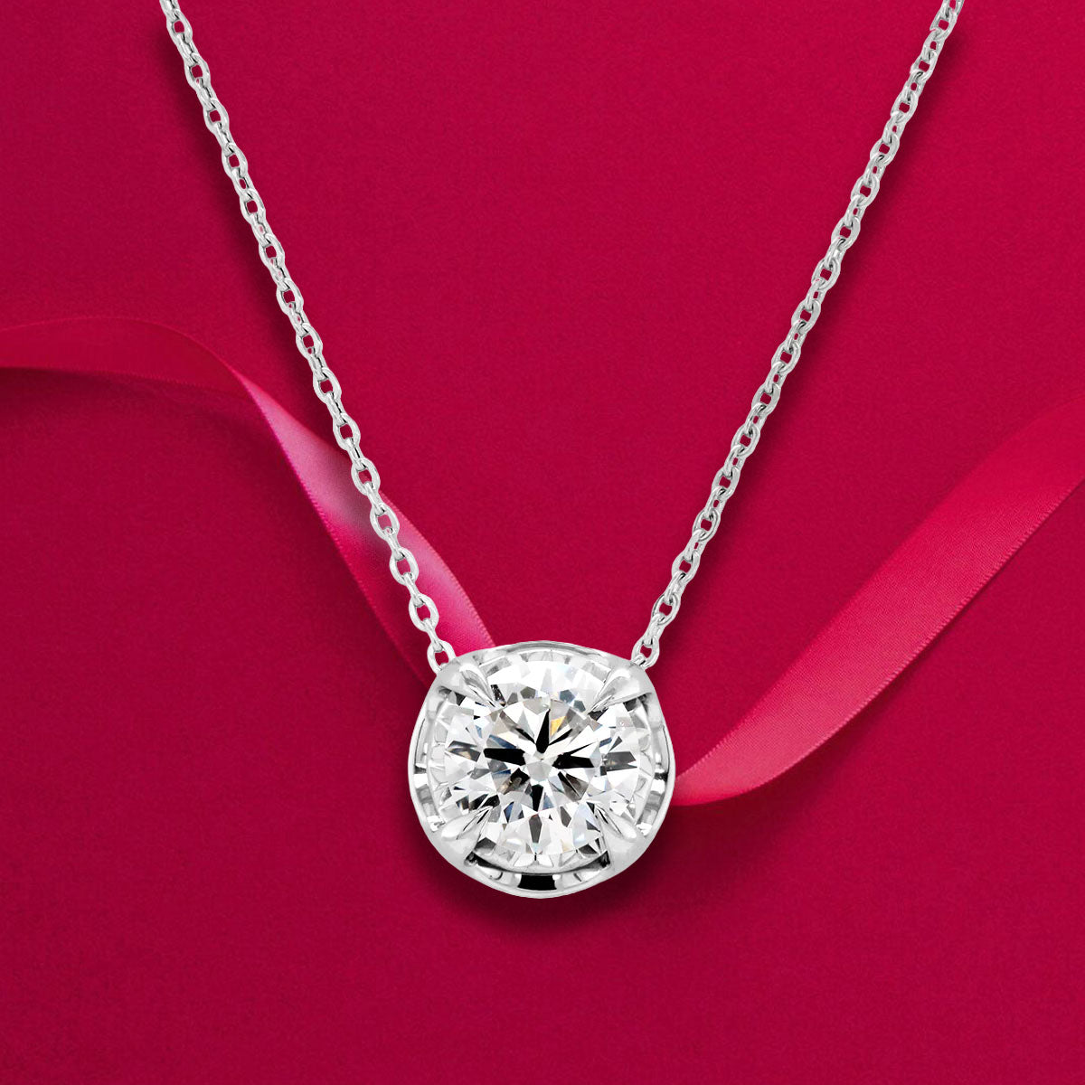 1-CARAT LAB GROWN DIAMOND SOLITAIRE PENDANT IN STERLING SILVER