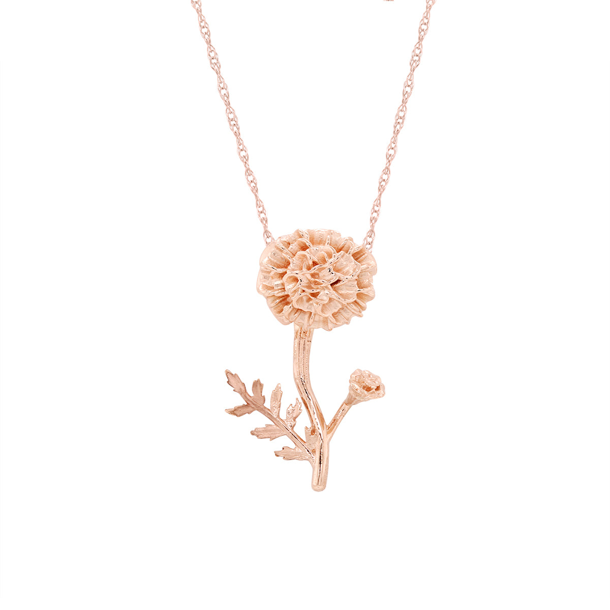 PETITE GOLD CARNATION FLOWER PENDANT NECKLACE