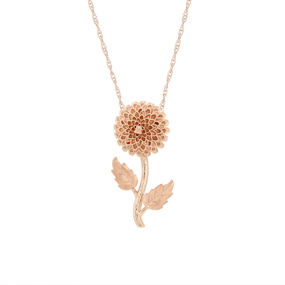 PETITE GOLD CHRYSANTHEMUM FLOWER PENDANT NECKLACE