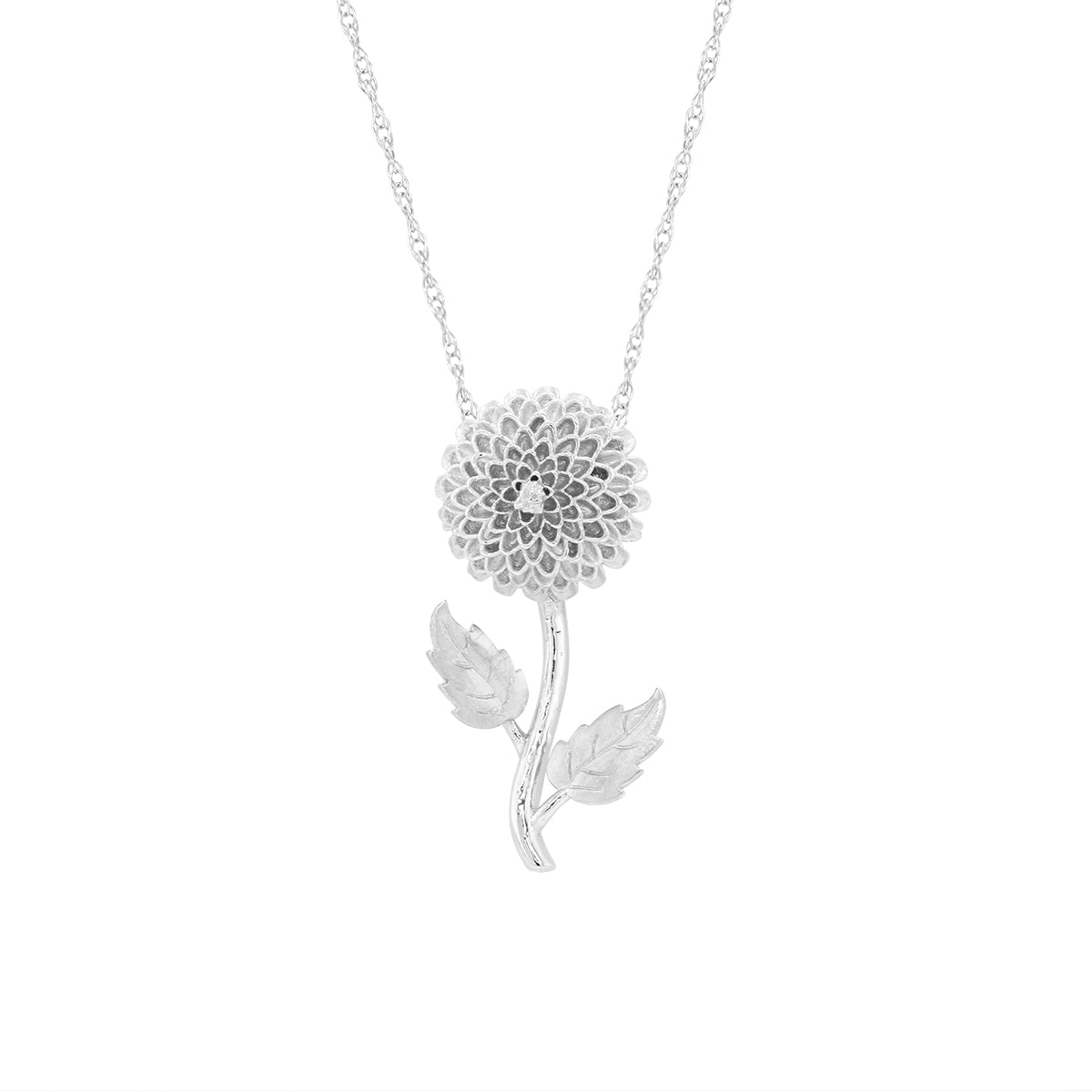 PETITE GOLD CHRYSANTHEMUM FLOWER PENDANT NECKLACE