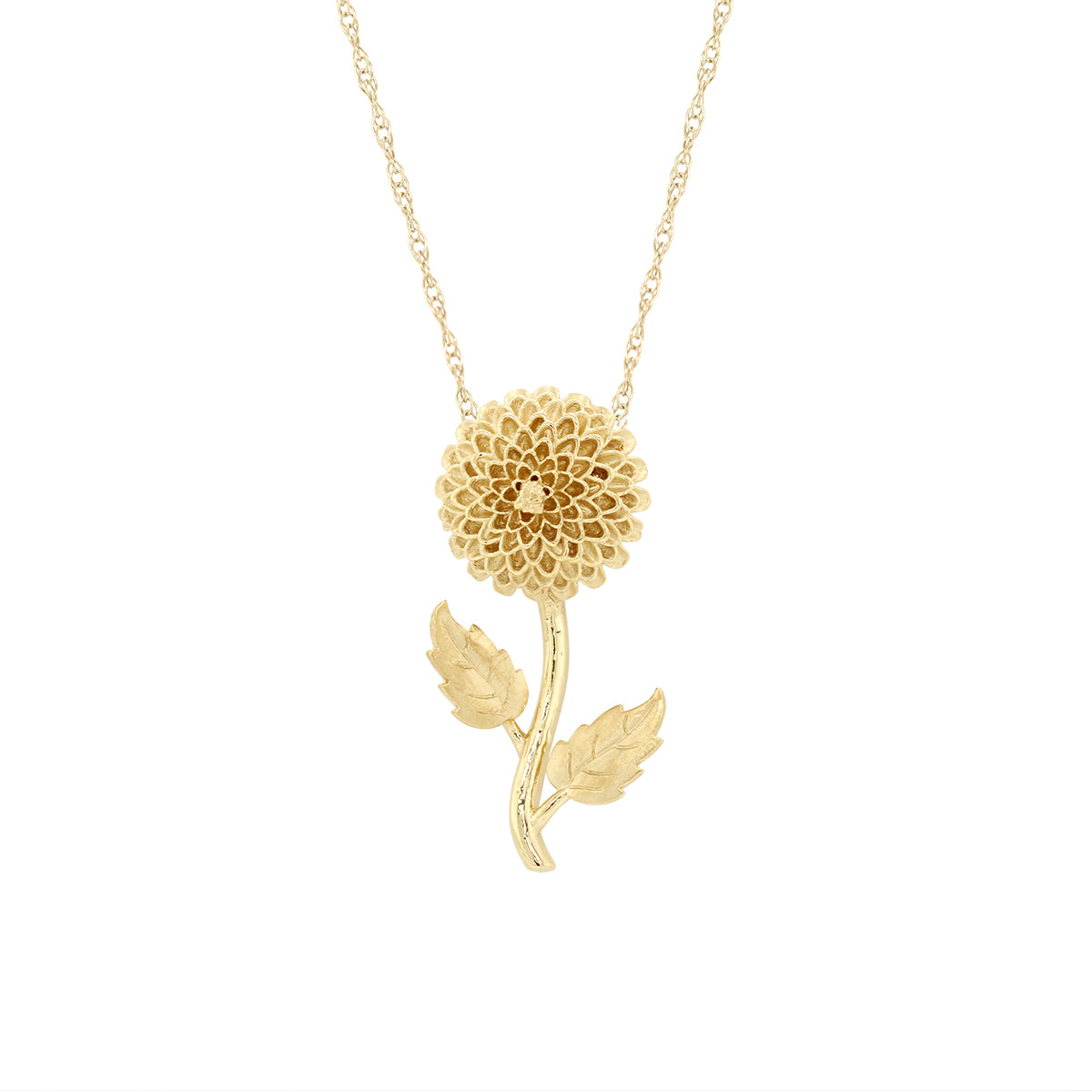 PETITE GOLD CHRYSANTHEMUM FLOWER PENDANT NECKLACE