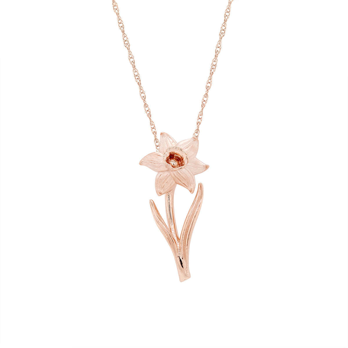 PETITE GOLD DAFFODIL FLOWER PENDANT NECKLACE