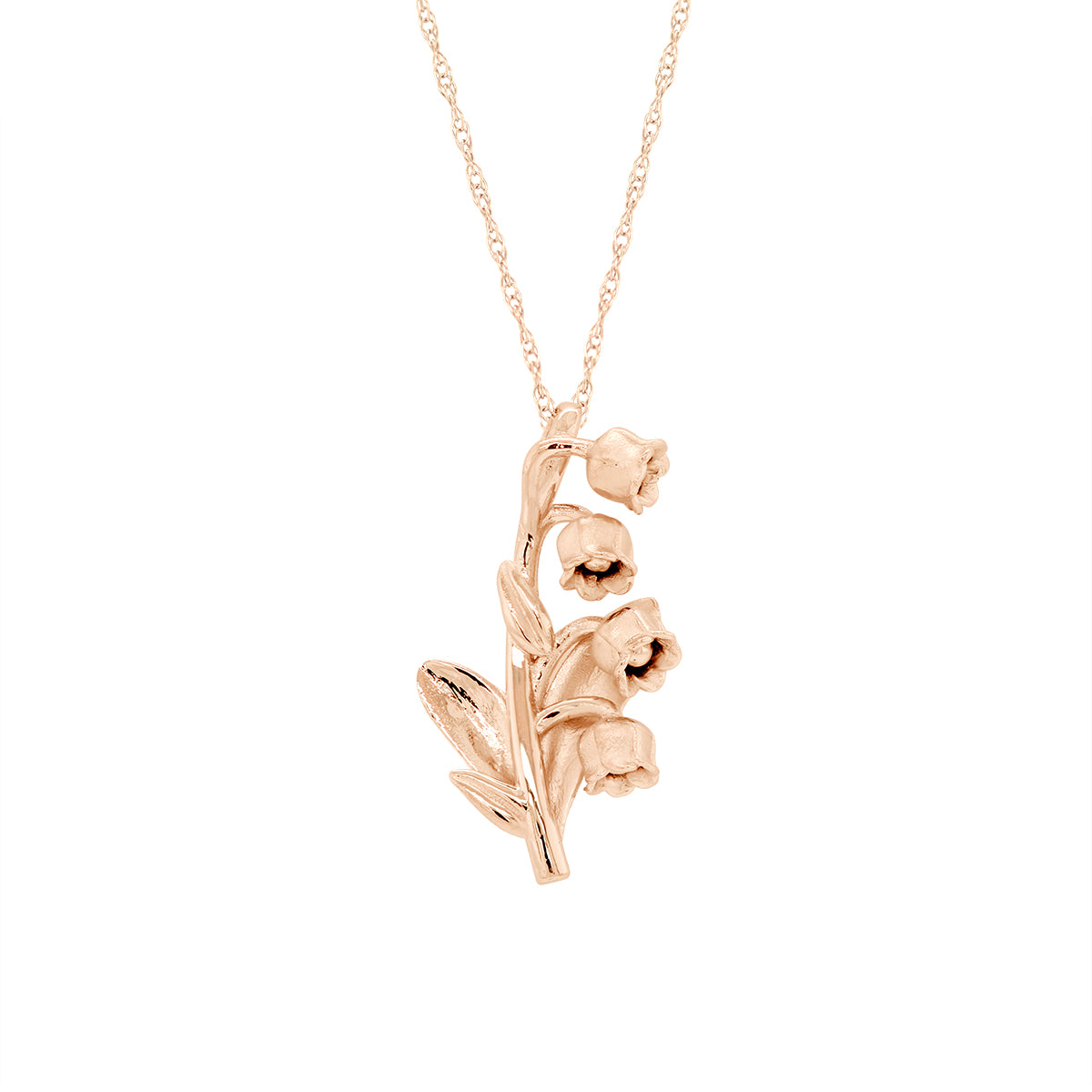 PETITE GOLD LILY OF THE VALLEY FLOWER PENDANT NECKLACE