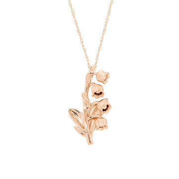 PETITE GOLD LILY OF THE VALLEY FLOWER PENDANT NECKLACE