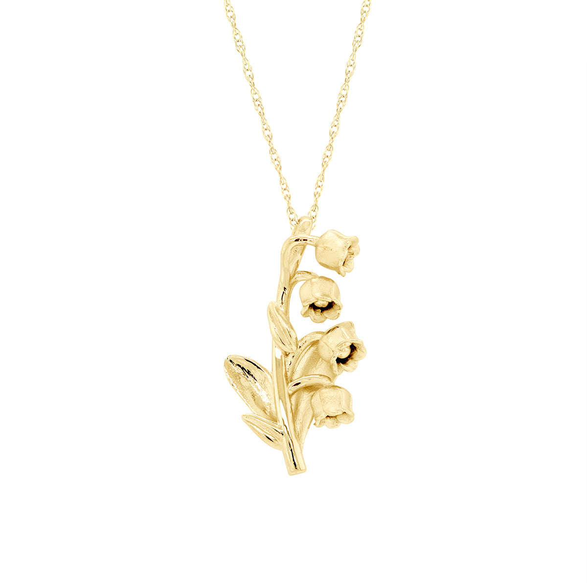 PETITE GOLD LILY OF THE VALLEY FLOWER PENDANT NECKLACE