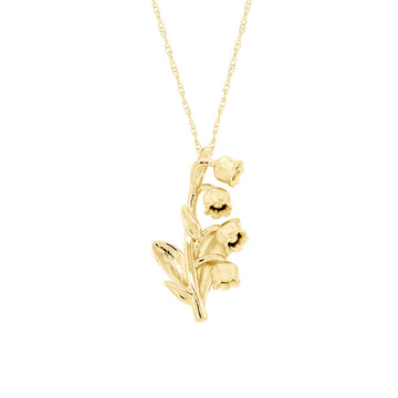 PETITE GOLD LILY OF THE VALLEY FLOWER PENDANT NECKLACE