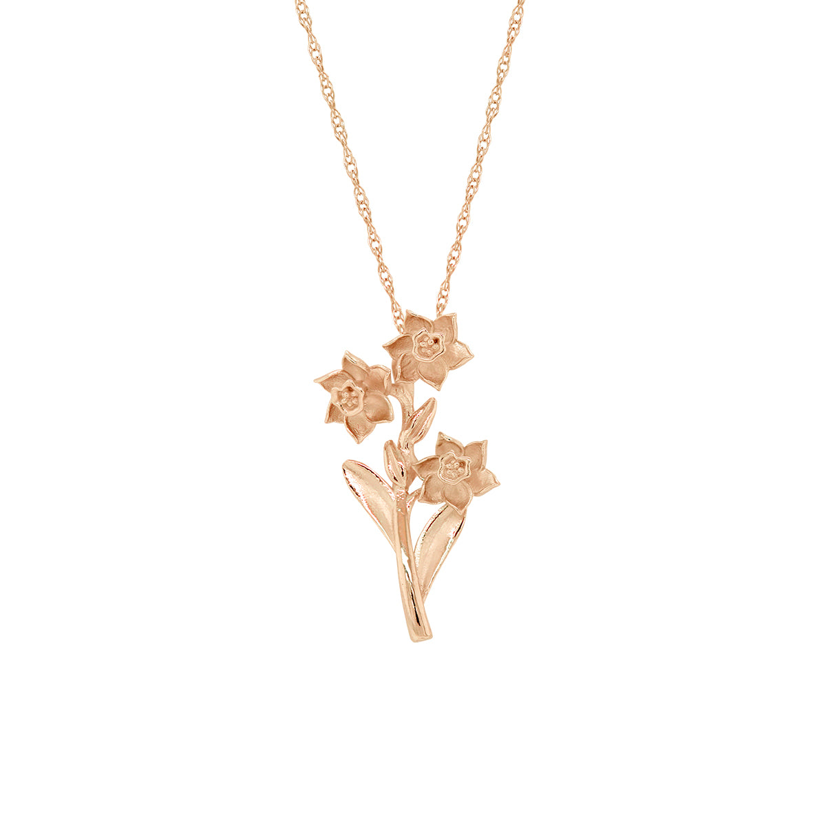 PETITE GOLD NARCISSUS FLOWER PENDANT NECKLACE