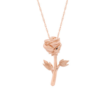 PETITE GOLD ROSE FLOWER PENDANT NECKLACE