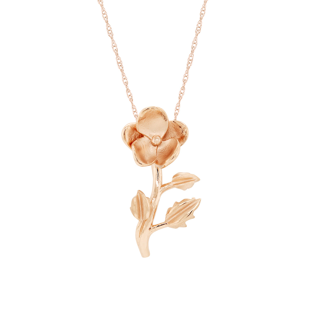 PETITE GOLD VIOLET FLOWER PENDANT NECKLACE