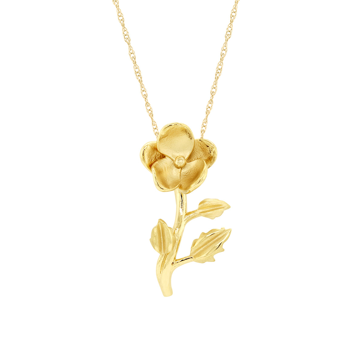 PETITE GOLD VIOLET FLOWER PENDANT NECKLACE
