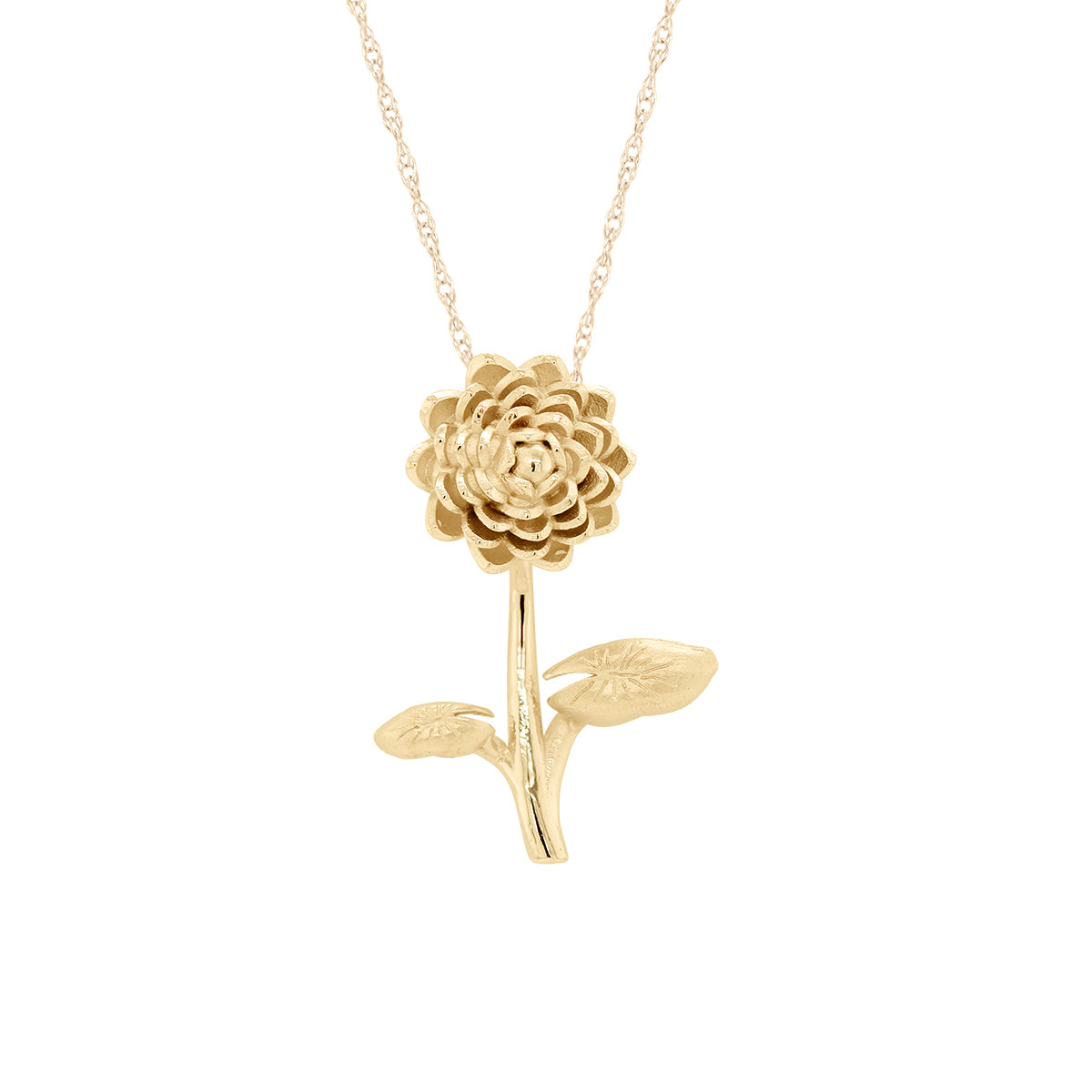 PETITE GOLD WATER LILY FLOWER PENDANT NECKLACE