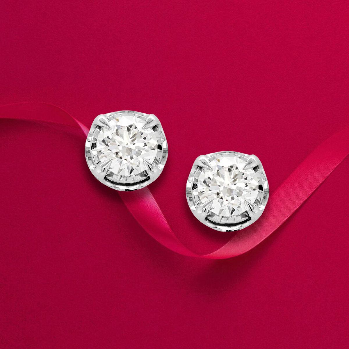 STERLING SILVER  LAB GROWN DIAMOND STUD EARRINGS, 2 CT TW