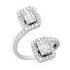 WHITE GOLD BYPASS DIAMOND CLUSTER RING, 1.02 CT TW