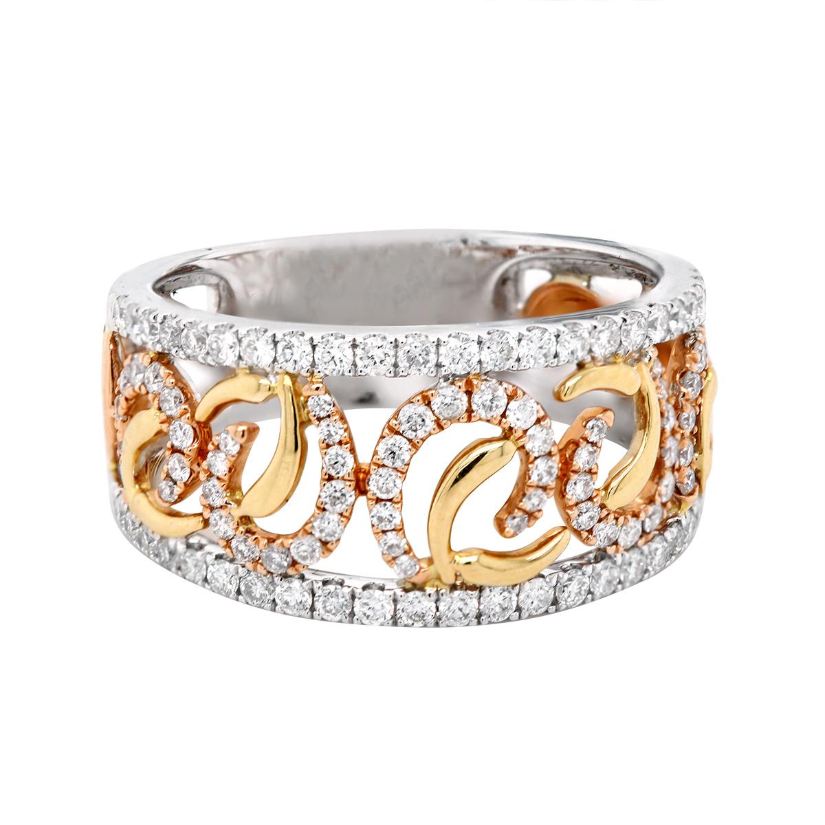 TRI-TONE GOLD FASHION RING WITH 103 DIAMONDS, .69 CT TW