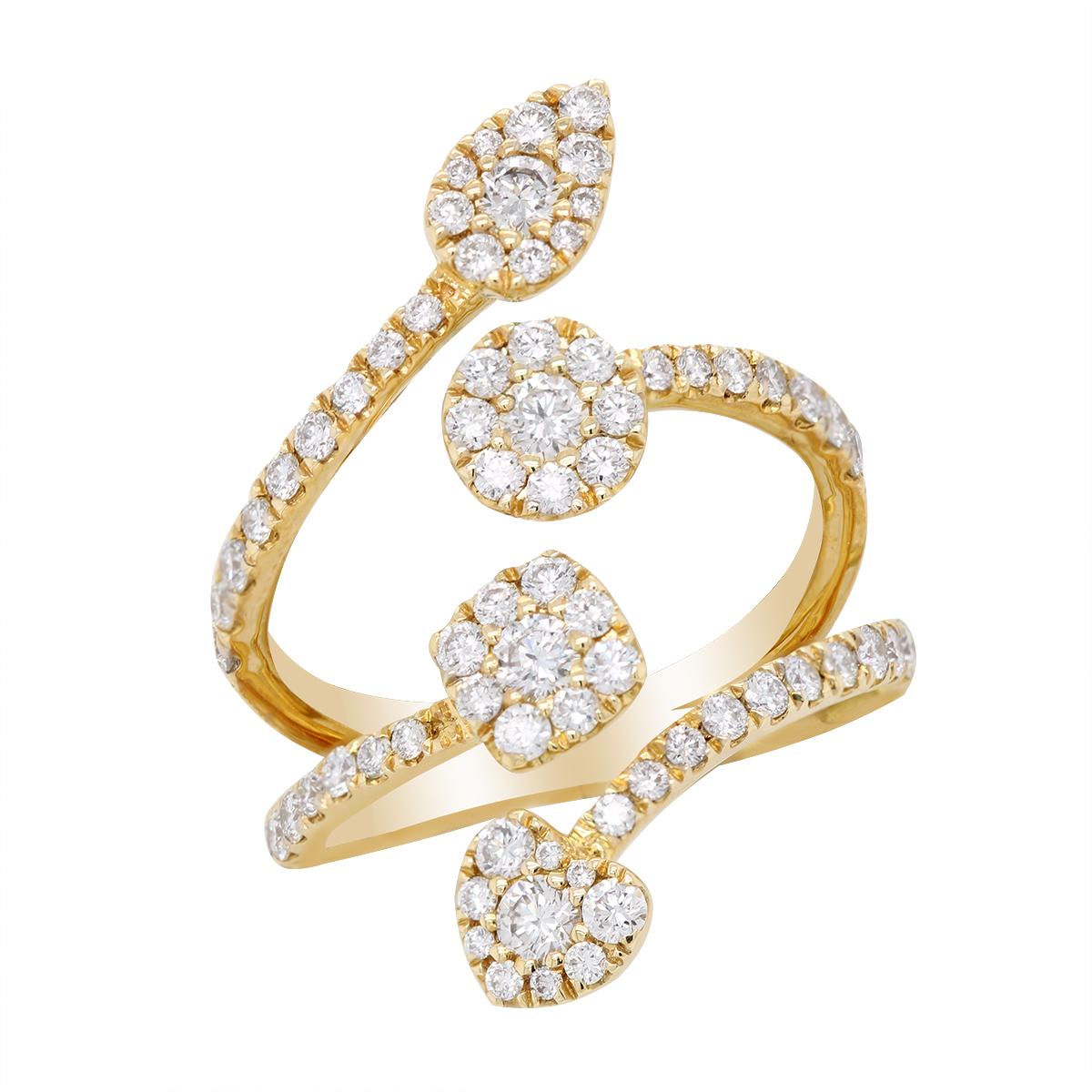 YELLOW GOLD FASHION RING WITH DIAMOND SHAPES, 1.31 CT TW